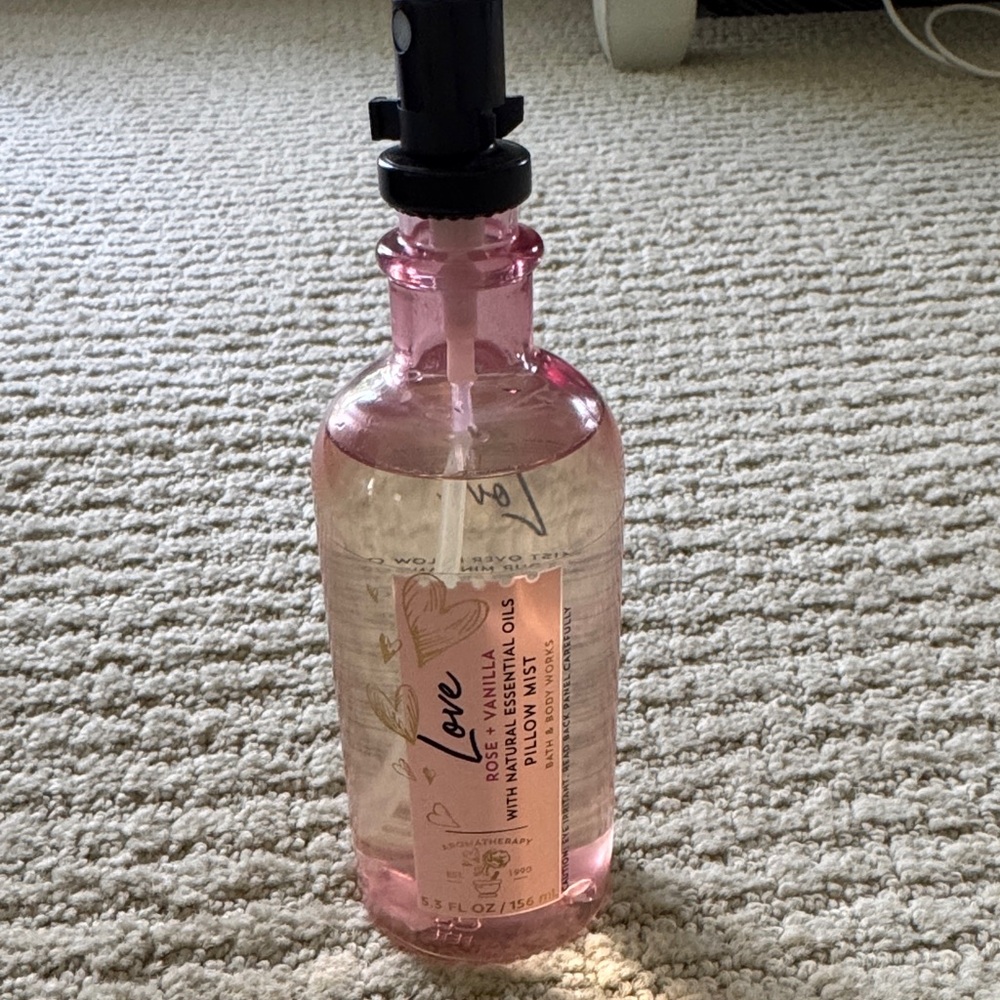Bath & Body Works Rose + Vanilla Pillow Mist - Pink Bottle